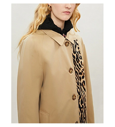 Shop Burberry Walterstone Leopard-print Cotton Trench Coat In Honey