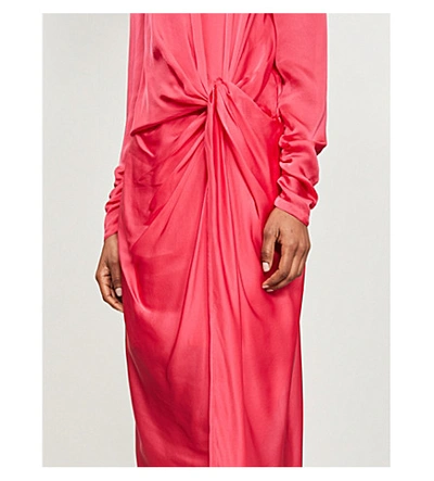 Shop Zimmermann Knot-embellished Tie-neck Silk Maxi Dress In Magenta