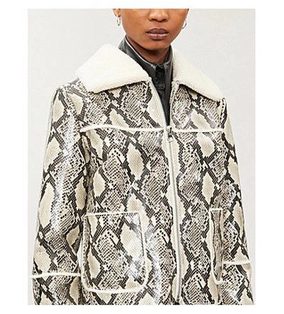 Shop Stand Studio Maj Faux-shearling Jacket In Nartural+snake