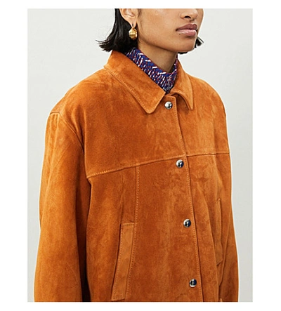 Shop Prada Classic Suede Jacket In Mandorla