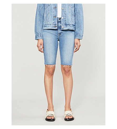 stretch denim bermuda shorts