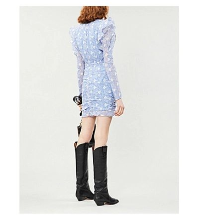Shop Isabel Marant Etya Floral-print Cotton And Silk-blend Mini Dress In Lavender