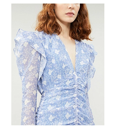 Shop Isabel Marant Etya Floral-print Cotton And Silk-blend Mini Dress In Lavender