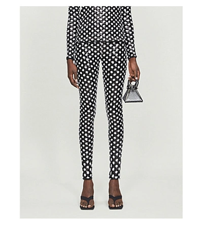Shop Richard Quinn High-rise Polka-dot Sequin Trousers In Black+%26+white+polka