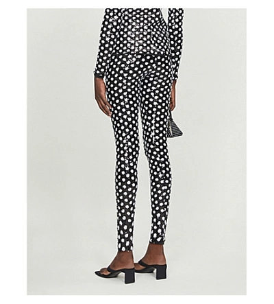 Shop Richard Quinn High-rise Polka-dot Sequin Trousers In Black+%26+white+polka