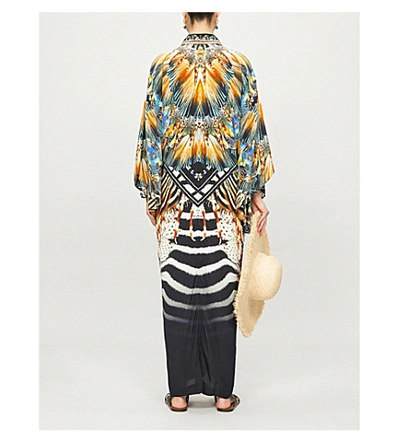 Shop Camilla Graphic-print Silk-satin Kimono In Lost Paradise