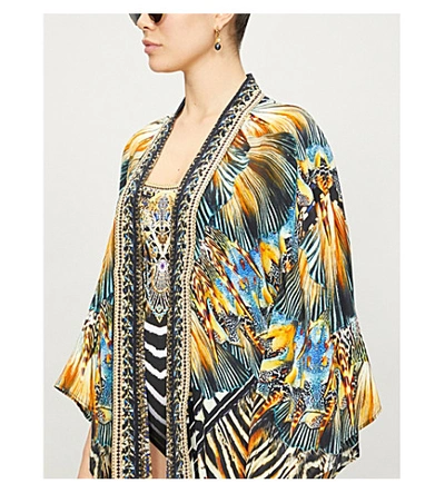 Shop Camilla Graphic-print Silk-satin Kimono In Lost Paradise