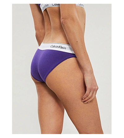 Shop Calvin Klein Modern Cotton Stretch-cotton Bikini Briefs In 9vz Rich Violet
