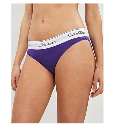 Shop Calvin Klein Modern Cotton Stretch-cotton Bikini Briefs In 9vz Rich Violet