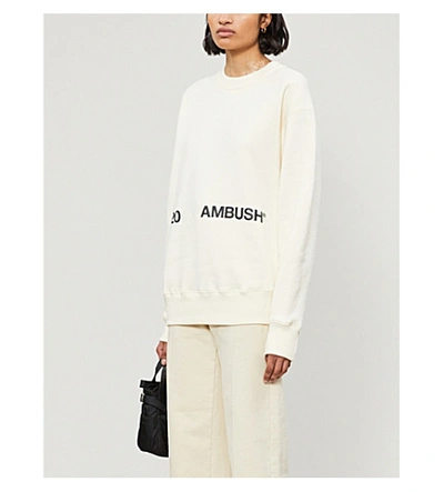 Shop Ambush Logo-print Cotton-jersey Sweatshirt In Off+white