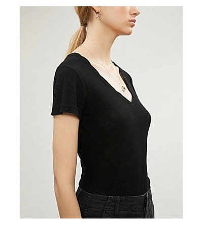Shop James Perse V-neck Cotton-jersey T-shirt In Black