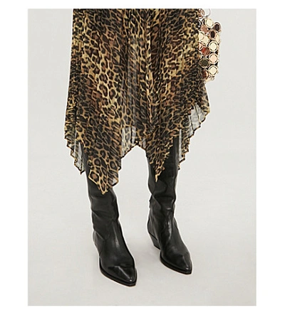 Shop The Kooples Leopard-print Pleated Midi Skirt In Leo01