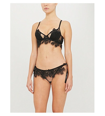 Shop Agent Provocateur Seraphina Padded Mesh And Satin Underwired Bra In Black