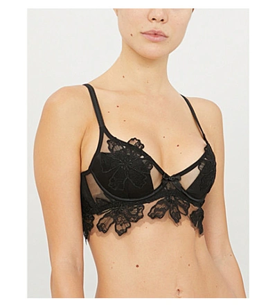 Shop Agent Provocateur Seraphina Padded Mesh And Satin Underwired Bra In Black