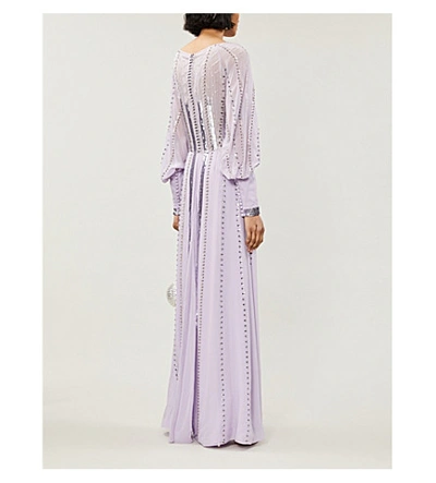 Shop Temperley London Queenie Sequinned Crepe Gown In Lavender+mix