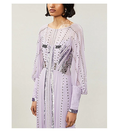 Shop Temperley London Queenie Sequinned Crepe Gown In Lavender+mix