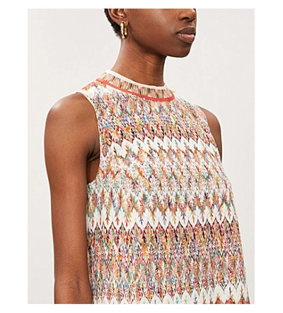Shop Missoni High-neck Stretch-knit Mini Dress In Multicolor