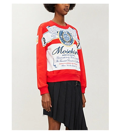 Shop Moschino X Budweiser Printed Cotton-jersey Sweatshirt In Multi