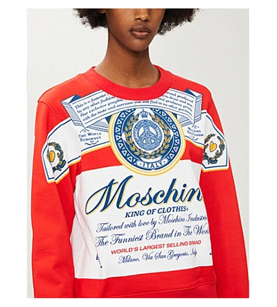 Shop Moschino X Budweiser Printed Cotton-jersey Sweatshirt In Multi