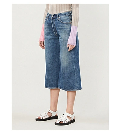 Shop Citizens Of Humanity Emily Wide-leg High-rise Organic Cotton Denim Culottes In Favourite