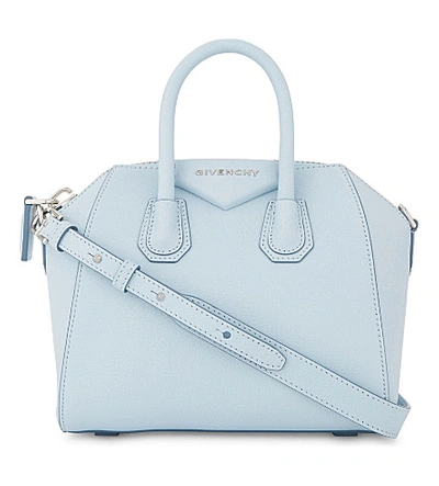 Shop Givenchy Antigona Mini Leather Tote Bag In Baby Blue