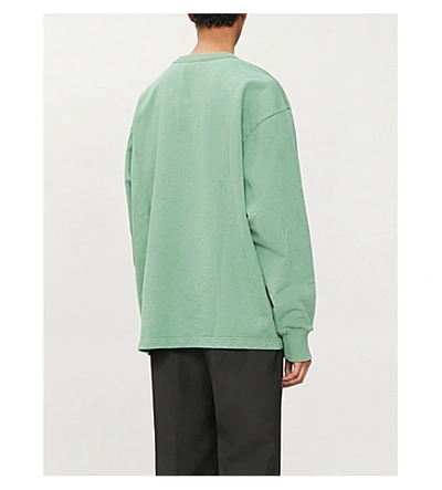 Shop Acne Studios Brand-print Crewneck Cotton-jersey Sweatshirt In Bottle Green