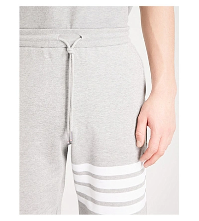 Shop Thom Browne Mens Light Grey Striped-detail Cotton-jersey Shorts 4