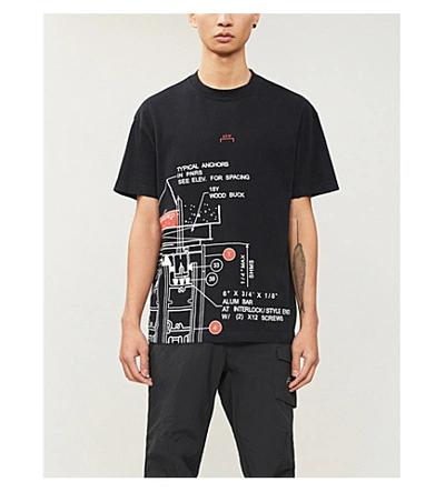 Shop A-cold-wall* Blueprint-print Cotton-jersey T-shirt In Black