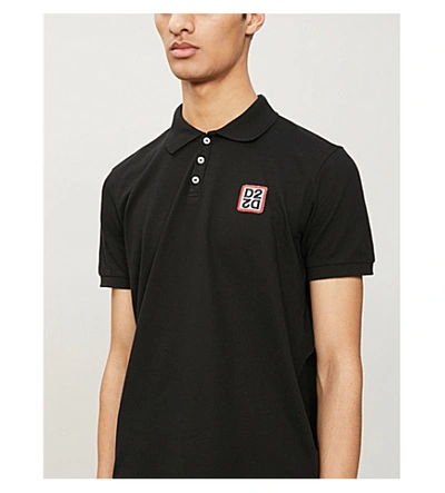Shop Dsquared2 Logo-appliqué Cotton-piqué Polo Shirt In Black