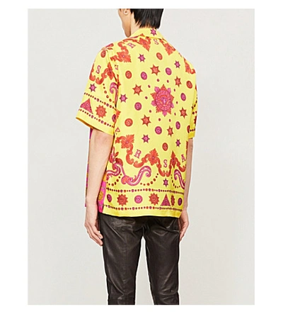 Shop Versace Baroque-print Relaxed-fit Silk Shirt In Giallo+stampa