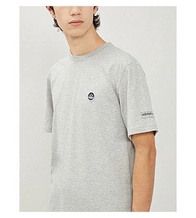 Shop Adidas Statement Brand Patch Cotton-jersey T-shirt In Grey