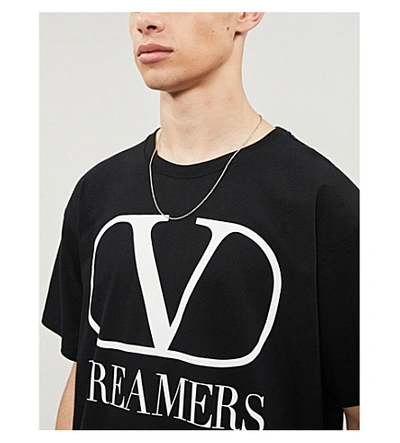 Shop Valentino Logo-print Cotton-jersey T-shirt In Black White