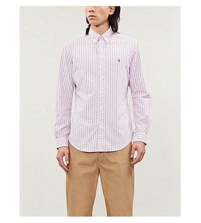 Shop Polo Ralph Lauren Logo-embroidered Striped Cotton-poplin Shirt In Multi