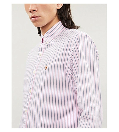 Shop Polo Ralph Lauren Logo-embroidered Striped Cotton-poplin Shirt In Multi
