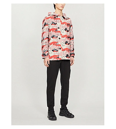 Shop Stone Island Desert Camo Abstract-pattern Hooded Cotton-blend Jacket In Plaster