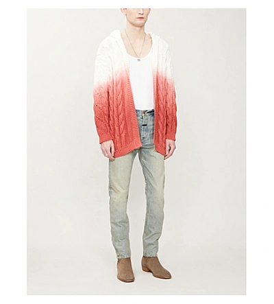 Shop Saint Laurent Tie-dye Cotton-knit Cardigan In Naturel+rose