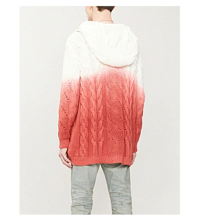 Shop Saint Laurent Tie-dye Cotton-knit Cardigan In Naturel+rose