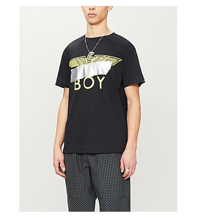 Shop Boy London Logo-print Stretch-cotton T-shirt In Black Neon