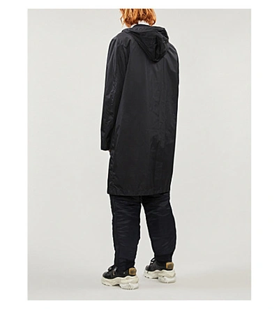 Shop Off-white Drawstring-hood Brand-print Shell Raincoat In Black