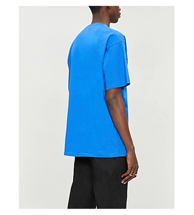 Shop Balenciaga Logo-print Cotton-jersey T-shirt In Sapphire