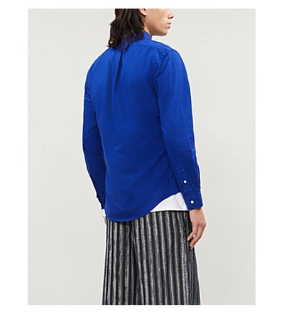 Shop Polo Ralph Lauren Logo-embroidered Cotton-poplin Shirt In Blue