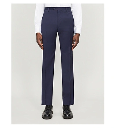 Shop Ted Baker Debonair Tapered Modern-fit Wool Trousers In Navy