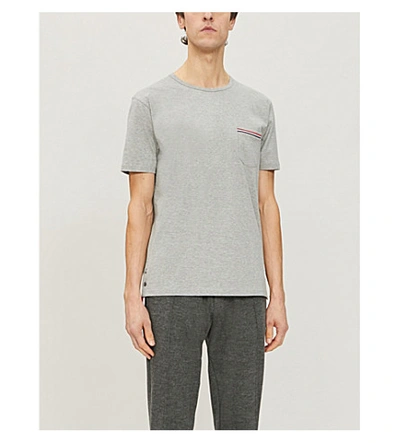 Shop Thom Browne Patch Pocket Cotton T-shirt In Navy