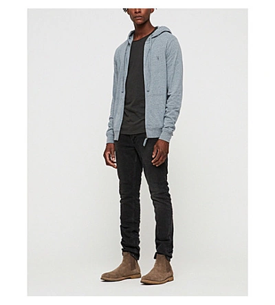 Shop Allsaints Brace Cotton-jersey Hoody In Charcoal Marl