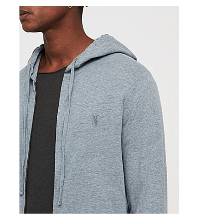 Shop Allsaints Brace Cotton-jersey Hoody In Charcoal Marl