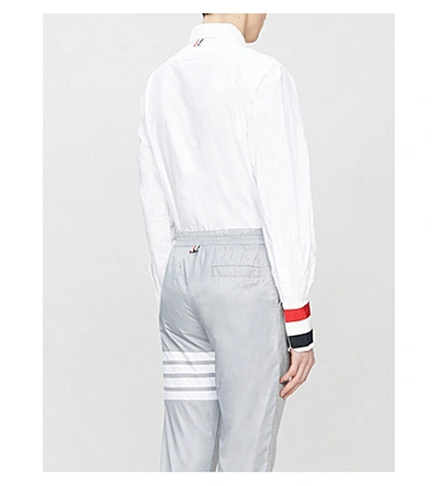 Shop Thom Browne Stripe-trimmed Slim-fit Cotton Shirt In White