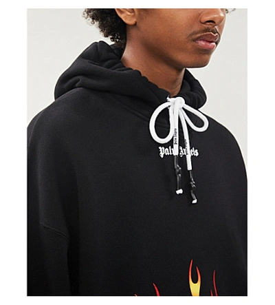 Shop Palm Angels Firestarter Cotton-jersey Hoody In Black+multicolor
