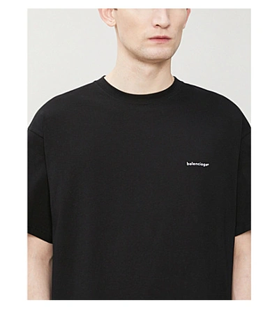 Shop Balenciaga Copyright Cotton-jersey Logo T-shirt In Black