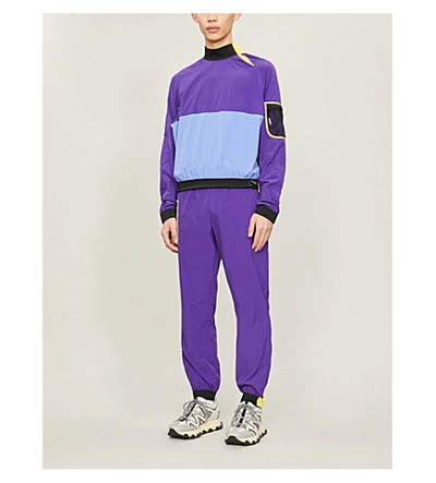 Shop Kenzo Contrast-panels Relaxed-fit Shell Jacket In Aubergine