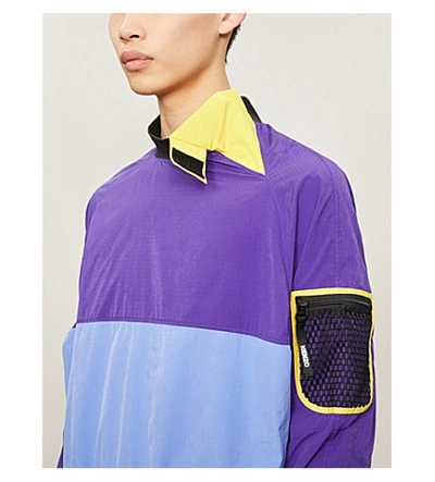 Shop Kenzo Contrast-panels Relaxed-fit Shell Jacket In Aubergine